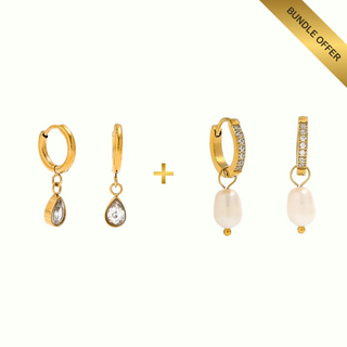 Drop Charm Earrings + Zara 2-in-1 Pearl Earrings