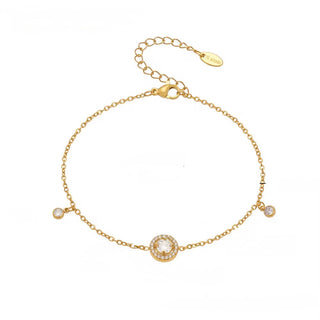 Single Zircon Anklet (19+5cm)- 18k Gold Plated