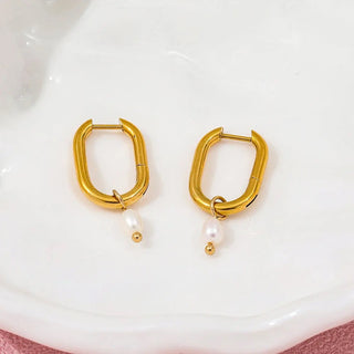 Noir 2 in 1 Pearl Earrings- 18k Gold Plated