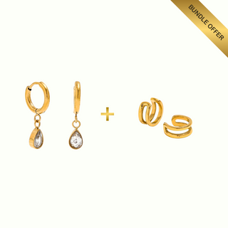 Drop Charm Earrings + Ivy no-piercing Ear cuff