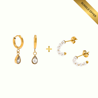 Drop Charm Earrings + Aura Pearl Earrings