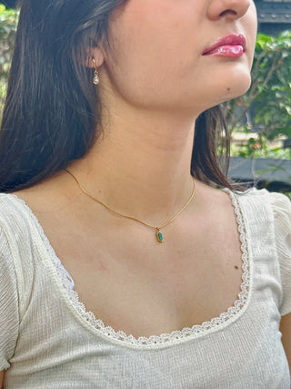 Natural Stone Pendant Necklace- 18k Gold Plated