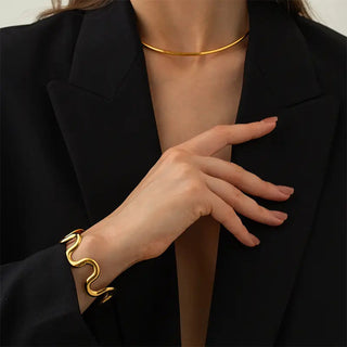 Sea wave cuff- 18k gold plated