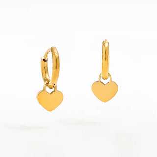 No Piercing Tara Earcuffs + Heart Drop Charm 2 in 1 Earrings- 18k Gold Plated