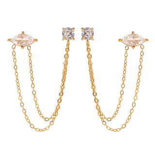 Violet Double Piercing Earrings- 18k gold plated
