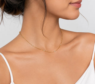 Marquise sparkle Dainty Necklace- 18k gold plated