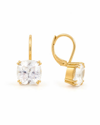 Cushion Cut Diamond Drop Earrings- 5A Zirconia