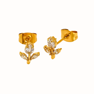 Tiny Tulip Stud Earrings- 18k Gold Plated