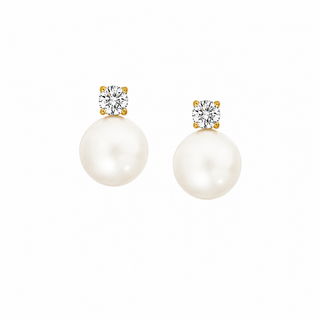 Ivory Pearl Stud Earrings- 18k Gold Plated
