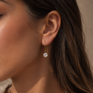 Needle Everyday Round Drop Earrings- 18k Gold Plated