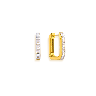 Classic U shaped Cz Earrings- 18k Gold Plated