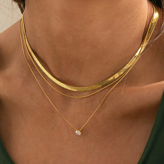 Classic Dainty Diamond Necklace- 18k Gold Plated
