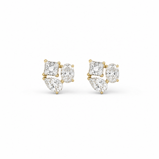 Pear Oval Princess Cluster Studs (5A Zirconia)