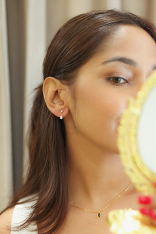 Iris Drop Charm Earrings- 18k Gold Plated